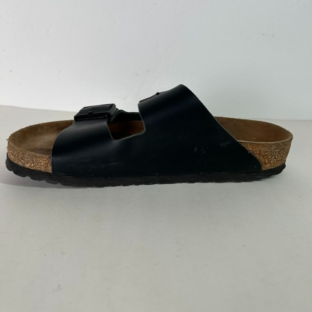 Birkenstock Arizona Black Leather Black Buckle Sandal Women's 7 EU 37 - Picture 6 of 13